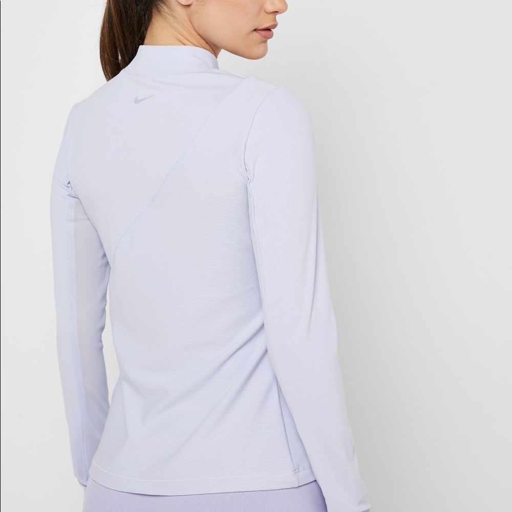NEW Nike Women’s Long Sleeve Ribbed long sleeve pastel lilac Top - Picture 5 of 7
